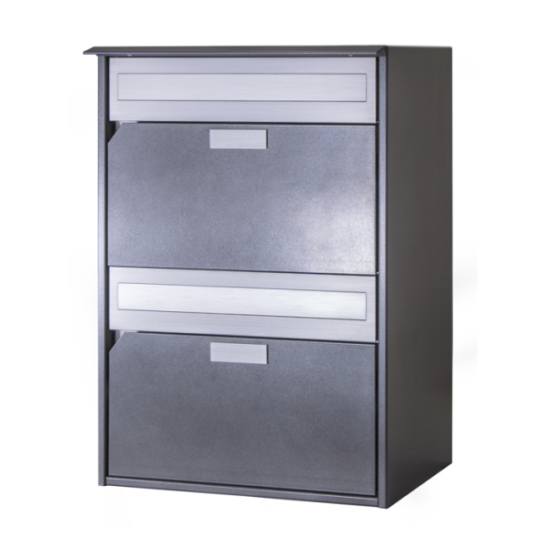 Huber Briefkasten Alu 400 2er übereinander, Dunkelfrau metallic